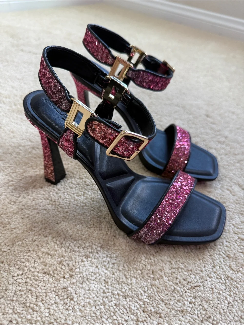 Karl Lagerfeld Dorcie Ombre Glitter High Heel Sandals In Wine